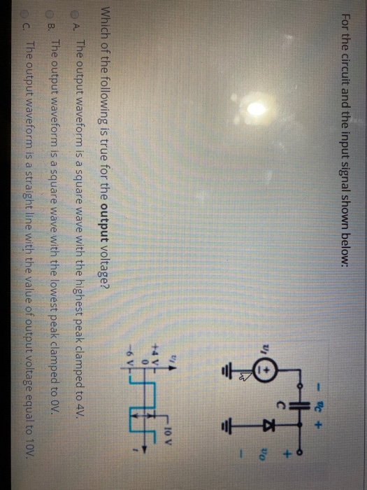 Solved For the circuit and the input signal shown below: + | Chegg.com