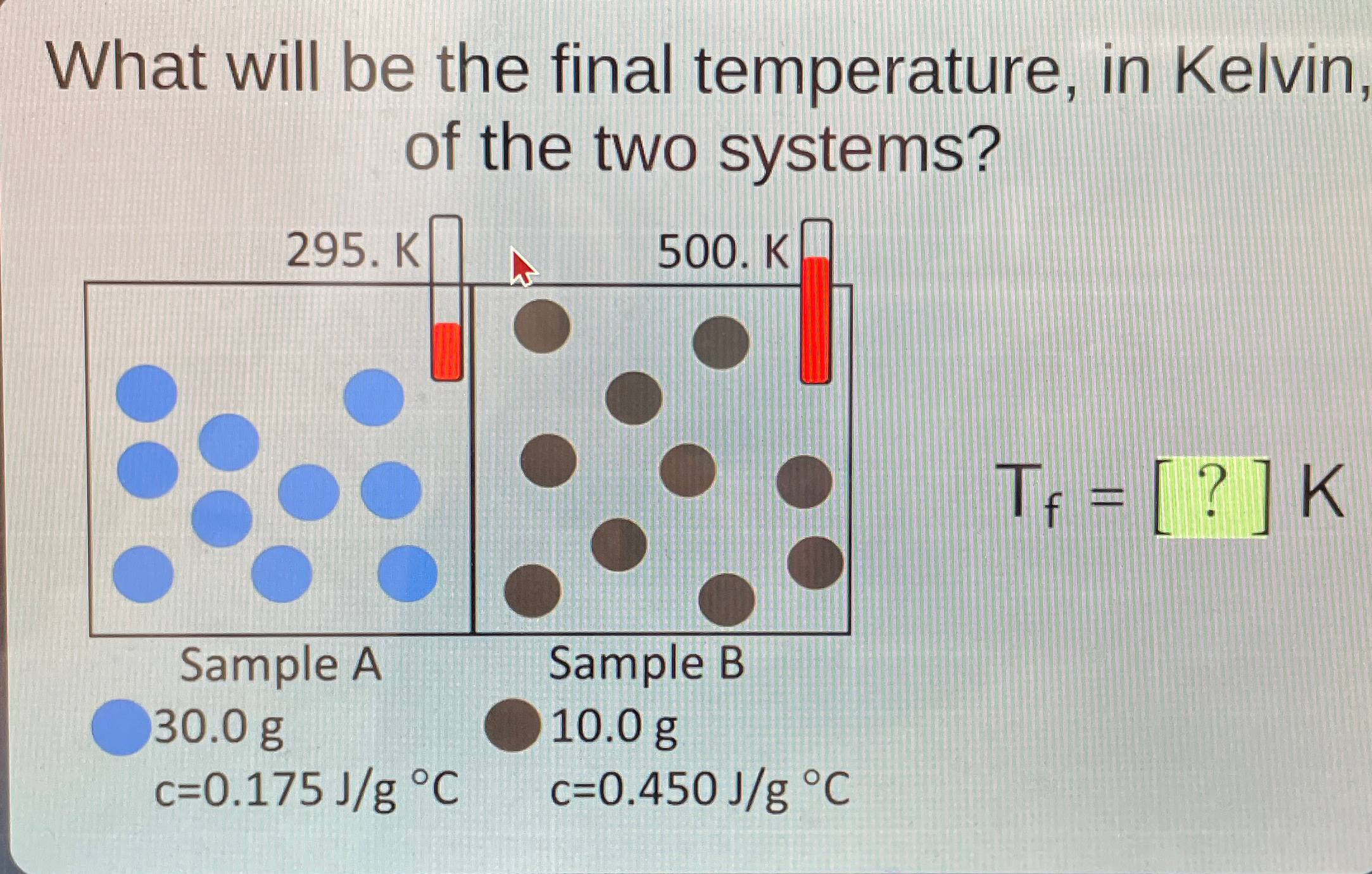 Solved What will be the final temperature, in Kelvin of the | Chegg.com
