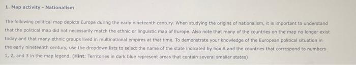 1. Map Activity - Nationalism The Following Political | Chegg.com