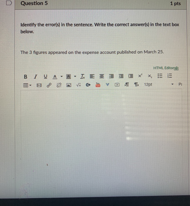 Solved Question 1 1 pts Identify the error(s) in the | Chegg.com