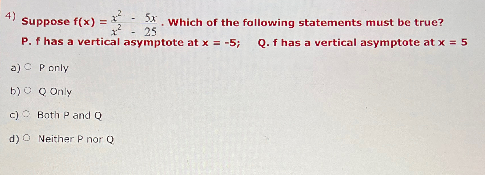 Solved Suppose F X X2 5xx2 25 ﻿which Of The Following