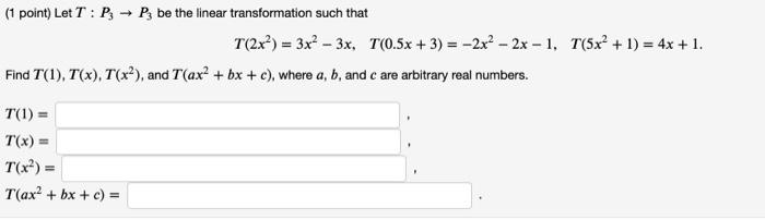 Solved (1 point) Fit a linear function of the form f(t) = co | Chegg.com