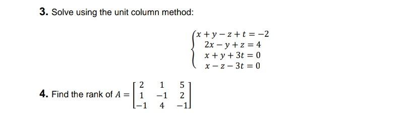 Solved 3. Solve using the unit column method: | Chegg.com