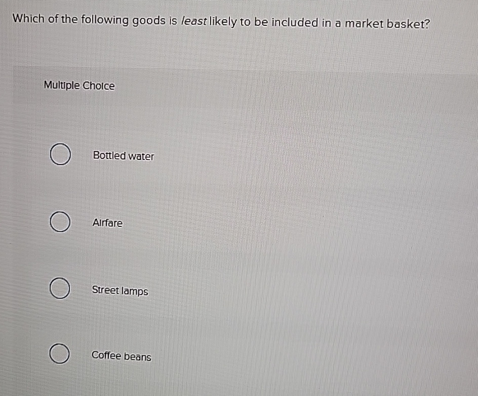 Solved Which of the following goods is least likely to be | Chegg.com
