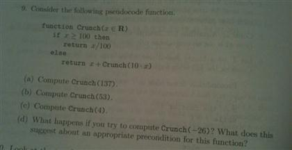 Solved Consider the following pseudocode function. function | Chegg.com