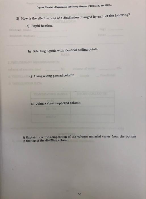 Solved Organic Chemistry Experiments Laboratory Manuals (CHM | Chegg.com