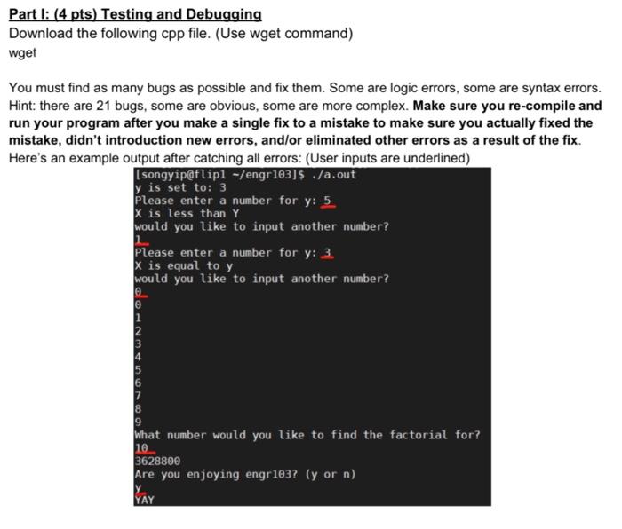 Solved Part I: (4 pts) Testing and Debugging Download the | Chegg.com