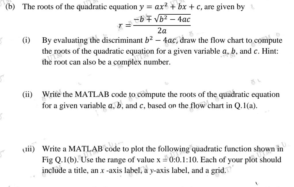 Solved R B The Roots Of The Quadratic Equation Y Ax2 Chegg Com