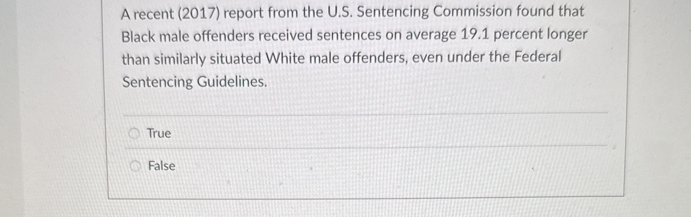 Solved A recent (2017) ﻿report from the U.S. ﻿Sentencing | Chegg.com