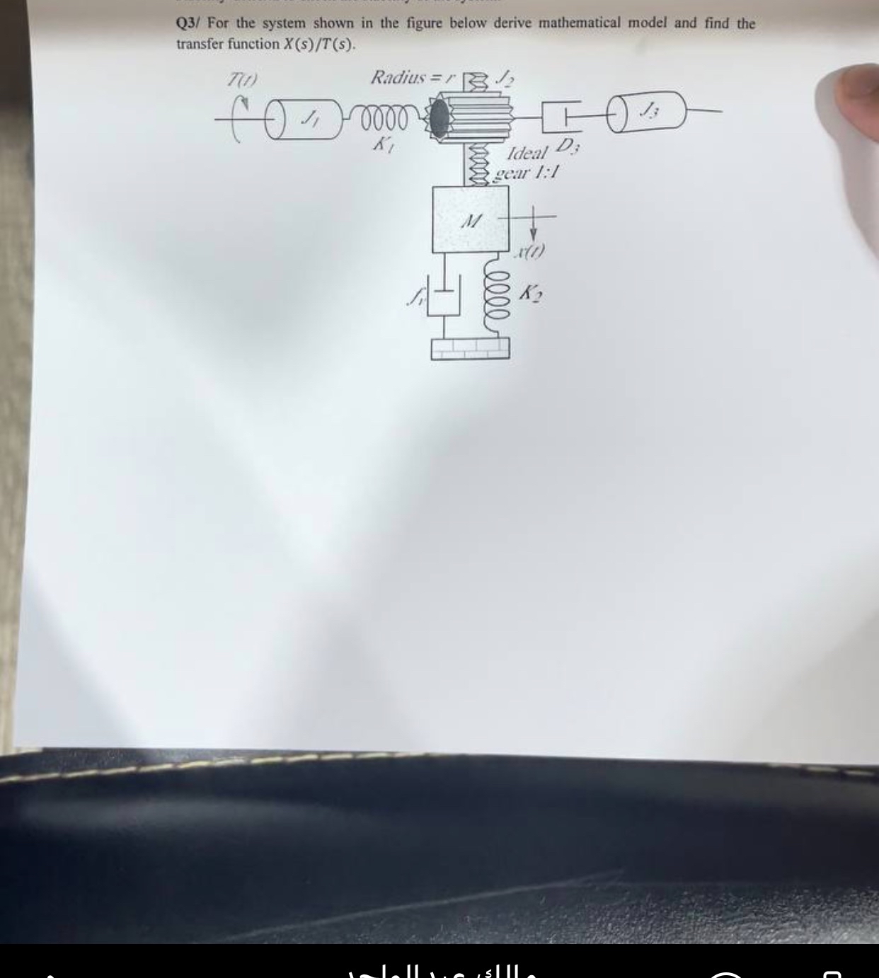Solved Q3/ ﻿For the system shown in the figure below derive | Chegg.com