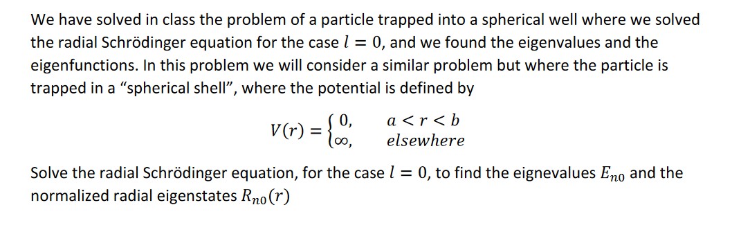 We have solved in class the problem of a particle | Chegg.com