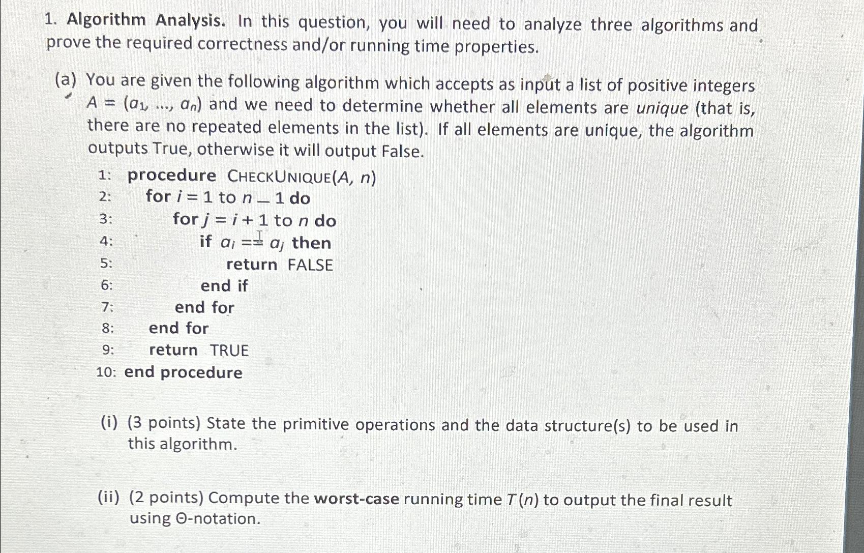 Solved Algorithm Analysis. In This Question, You Will Need | Chegg.com