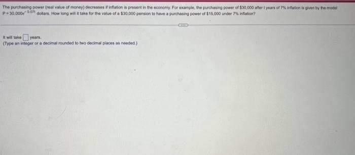 Solved The purchasing power (real value of money) decreases | Chegg.com