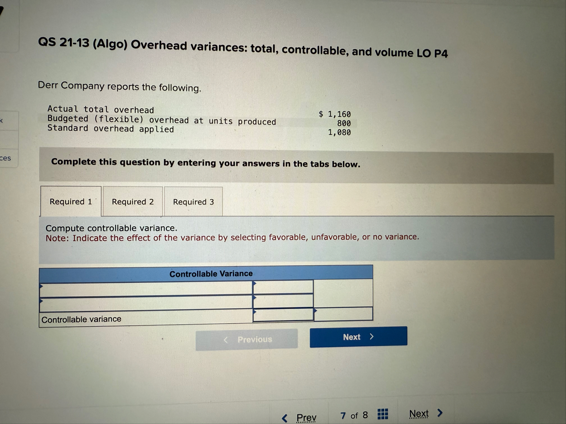 Solved QS 21-13 (Algo) ﻿Overhead variances: total, | Chegg.com