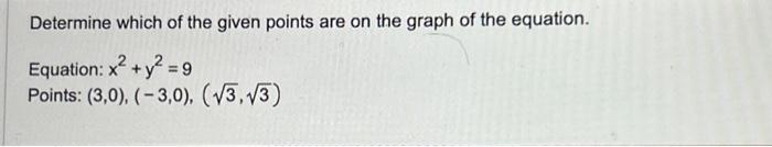 Solved Determine which of the given points are on the graph | Chegg.com