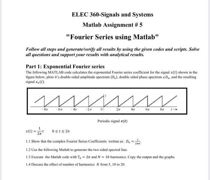 Solved Part 3 Trigonometric Fourier Series 3 1 For The S Chegg Com