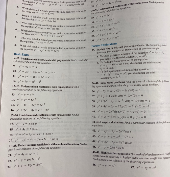 Solved the equation y constants? ution would you use to find