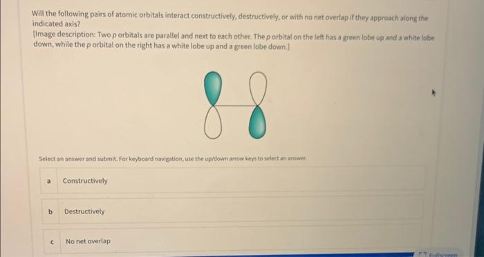 Solved Will the following pairs of atomic orbitals interact | Chegg.com