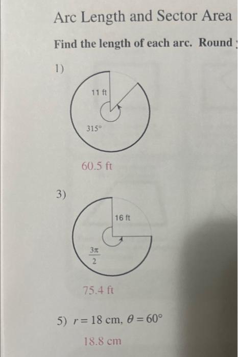 Solved Arc Length And Sector Area Find The Length Of Each Chegg Com