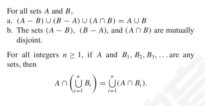 Solved - For all sets A and B, a. (A – B) U (B – A) U (ANB) | Chegg.com
