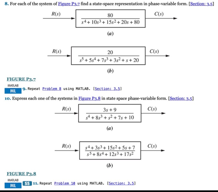 Solved 8. For each of the system of Figure P3.7 find a | Chegg.com
