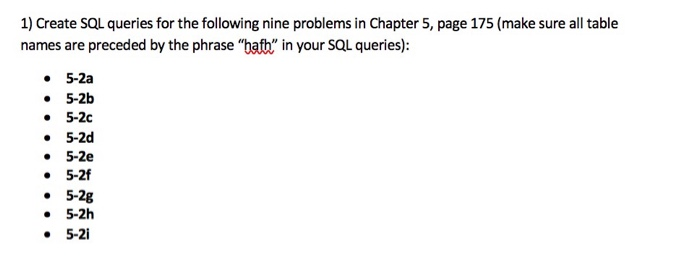 Solved Create Sql Queries For The Following Nine Problems Chegg Com