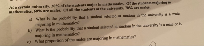 At A Certain College 30 Of The Students Major Chegg