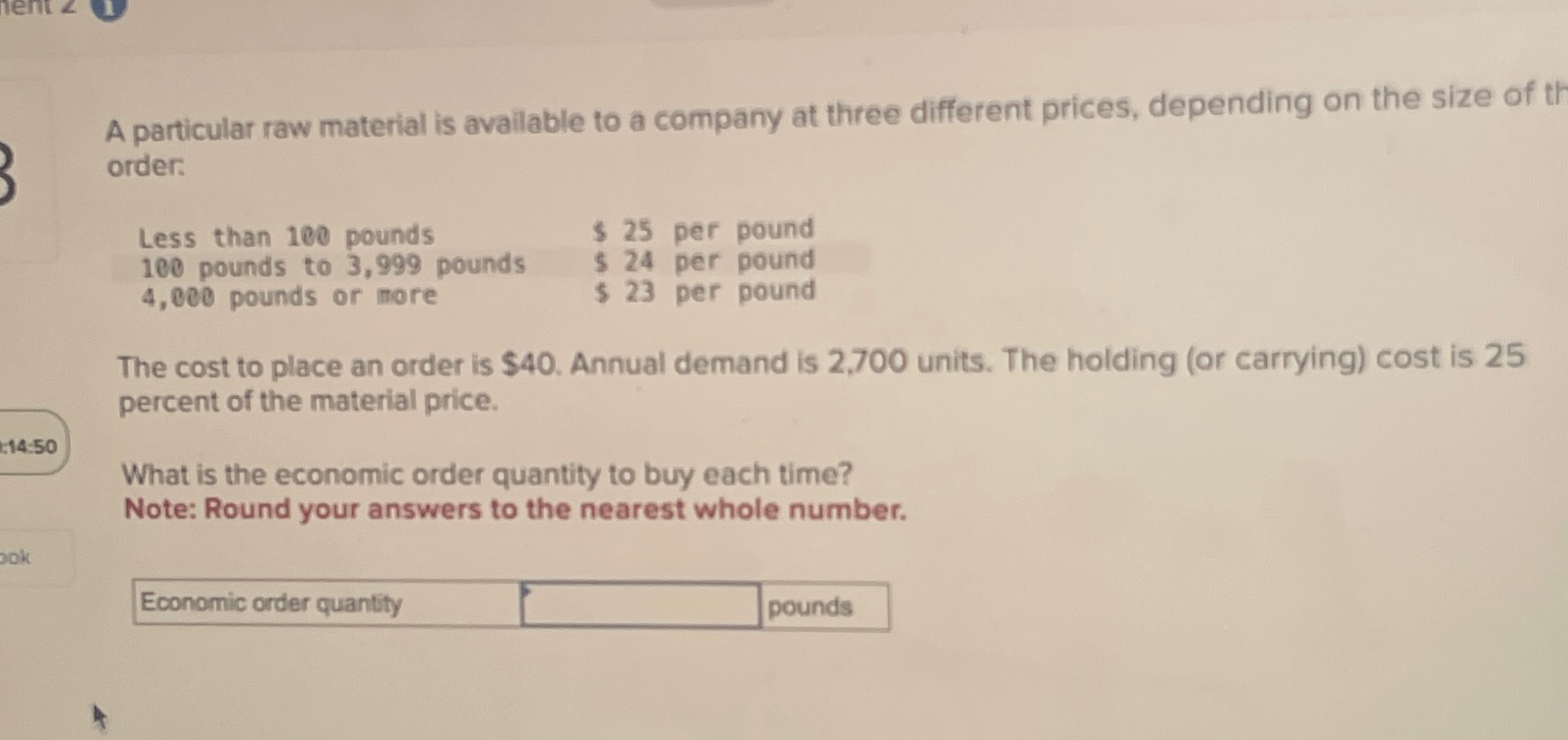 Solved A particular raw material is available to a company | Chegg.com