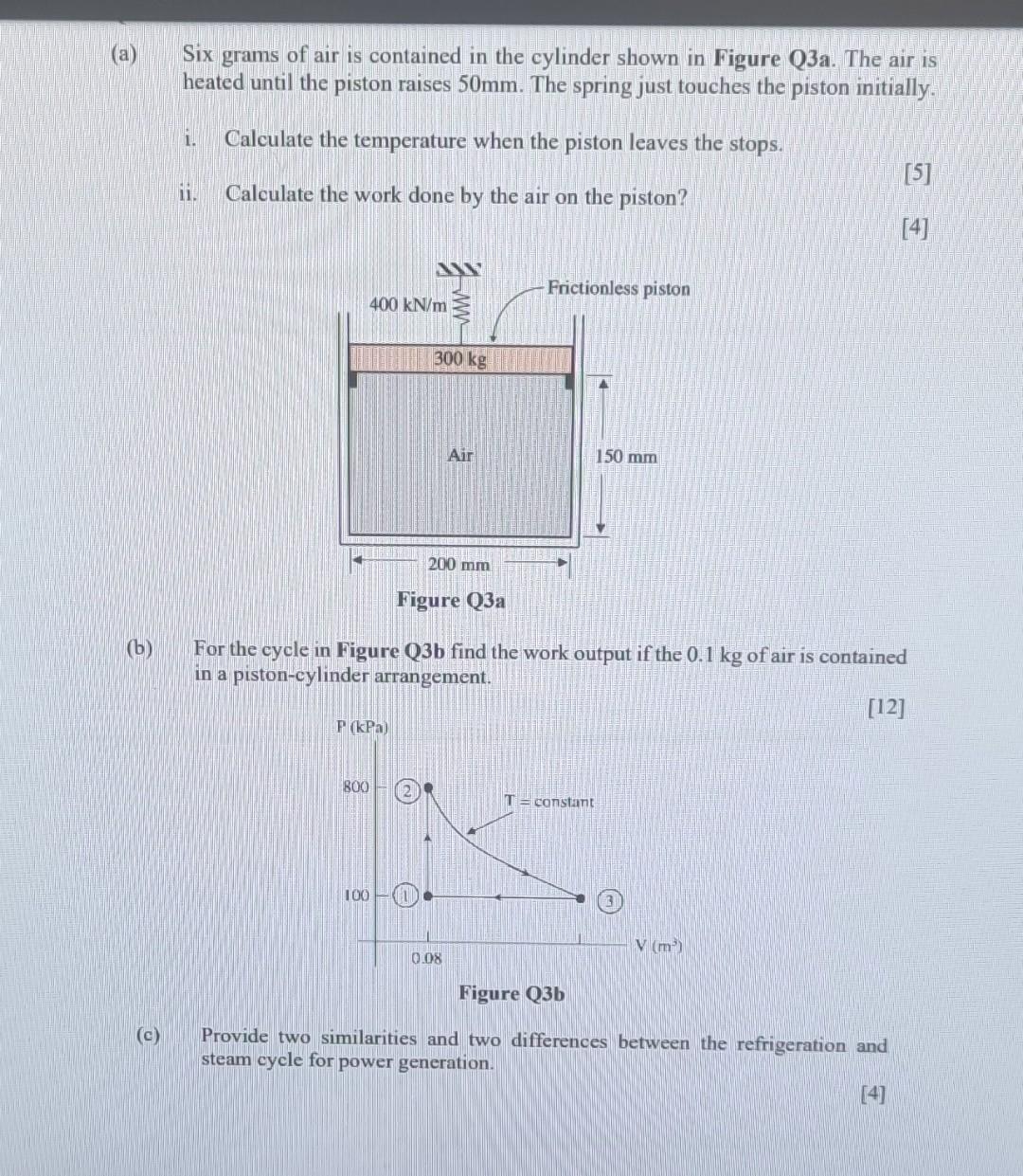 Solved (a) Six grams of air is contained in the cylinder