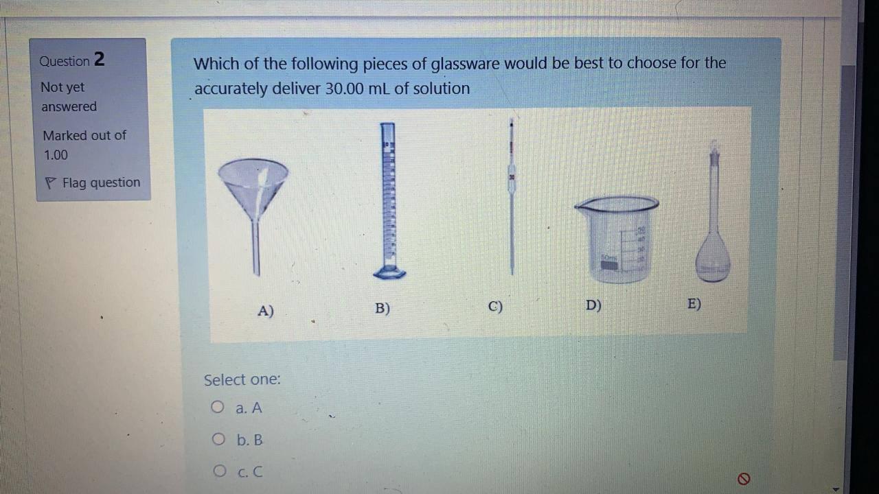 Solved Question Which Of The Following Pieces Of Glassware Chegg Com