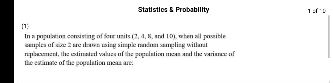 Solved (1) In a population consisting of four units (2,4,8, | Chegg.com