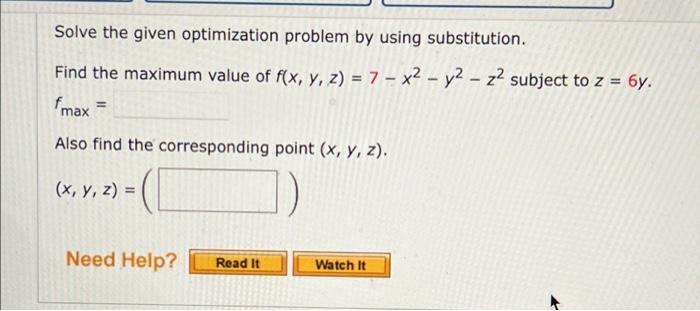 Solved Solve the given optimization problem by using | Chegg.com