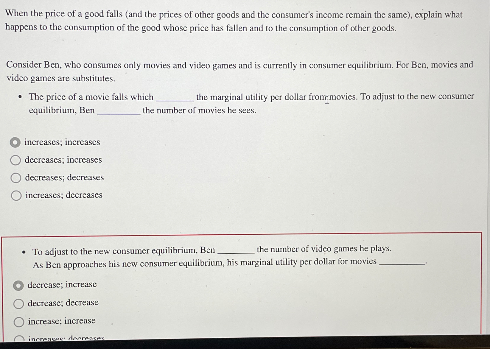 Solved When the price of a good falls (and the prices of | Chegg.com