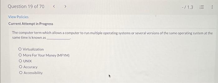 Solved Question 19 Of 70 1 3 View Policies Current Chegg