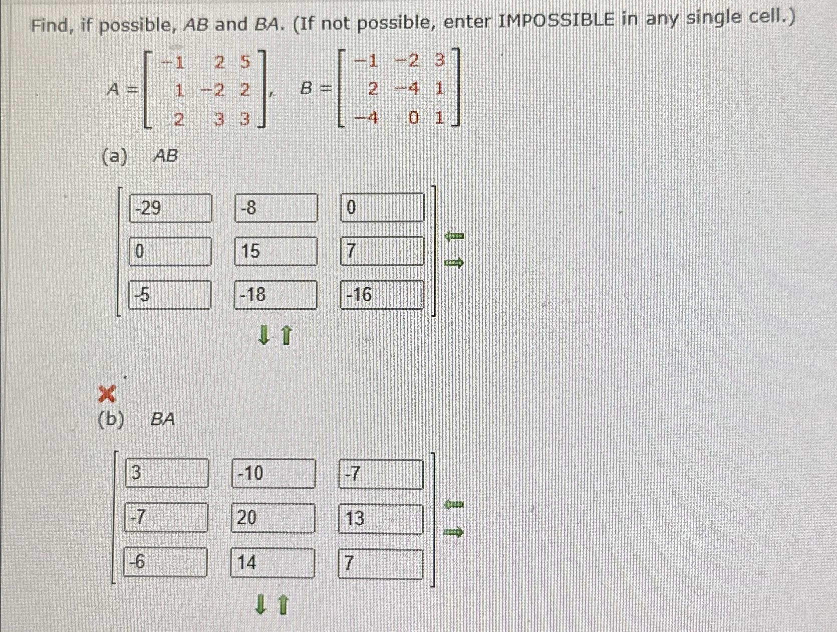 Solved Find, If Possible, AB ﻿and BA. (If Not Possible, | Chegg.com