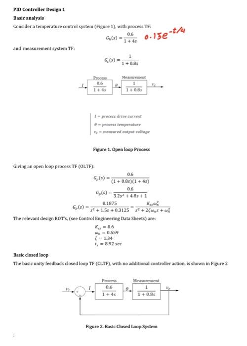 Solved PID Controller Design 1 Basic analysis Consider a | Chegg.com