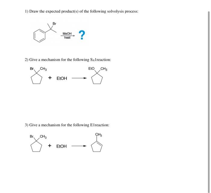 Solved 1) Draw the expected product(s) of the following