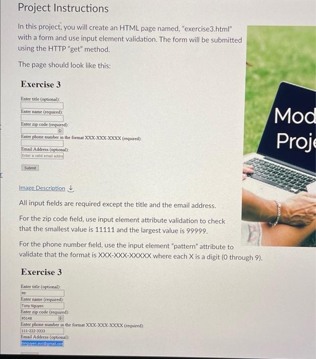 Solved Project Instructions In this project, you will create | Chegg.com