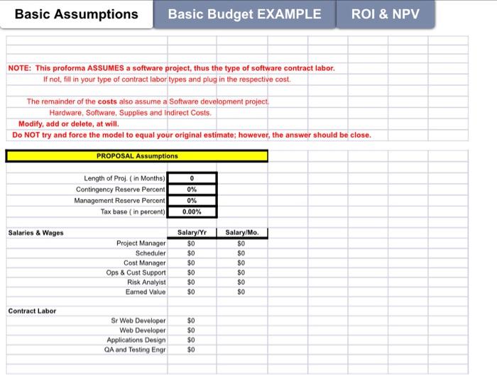 Basic Assumptions NOTE: This proforma ASSUMES a | Chegg.com