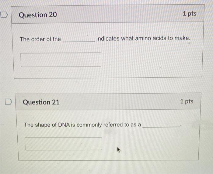 Solved Question 20 1 pts The order of the indicates what | Chegg.com
