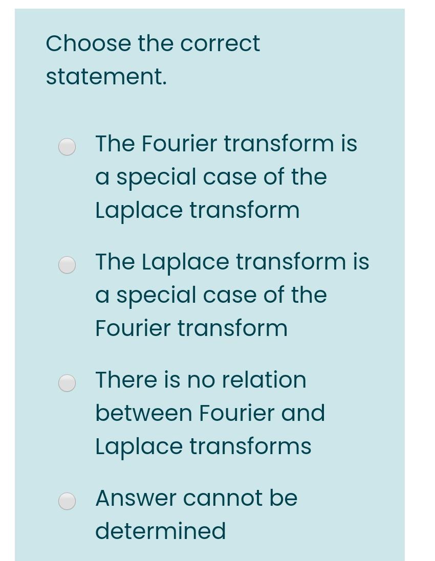 Solved Choose the correct statement The Fourier transform Chegg com