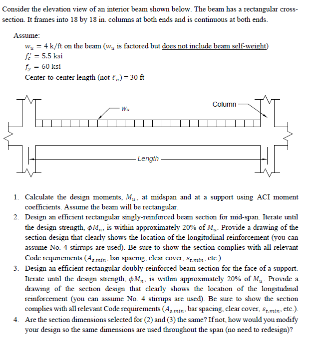 Solved Consider the elevation view of an interior beam shown | Chegg.com