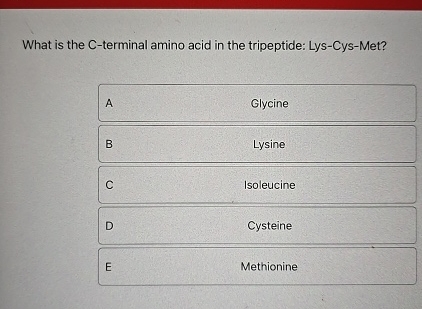 Solved What is the C-terminal amino acid in the tripeptide: | Chegg.com