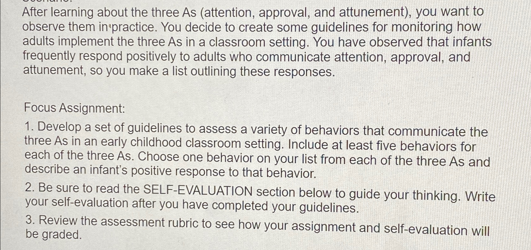 Solved After learning about the three As (attention, | Chegg.com