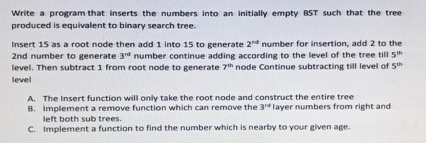 Solved Write a program that inserts the numbers into an | Chegg.com