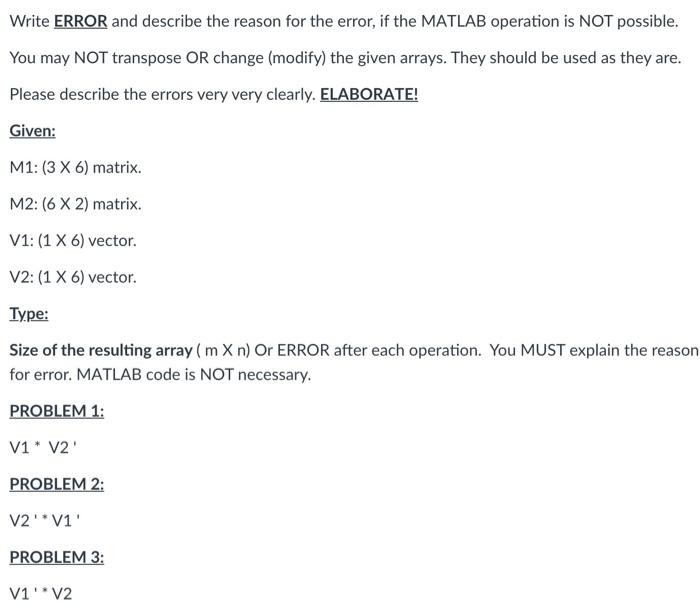 Solved Write ERROR and describe the reason for the error, if | Chegg.com