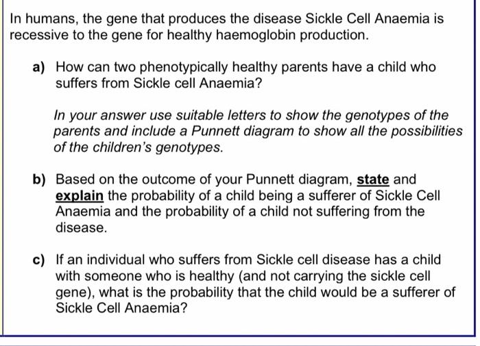 [Solved] In humans, the gene that produces the disease Sic