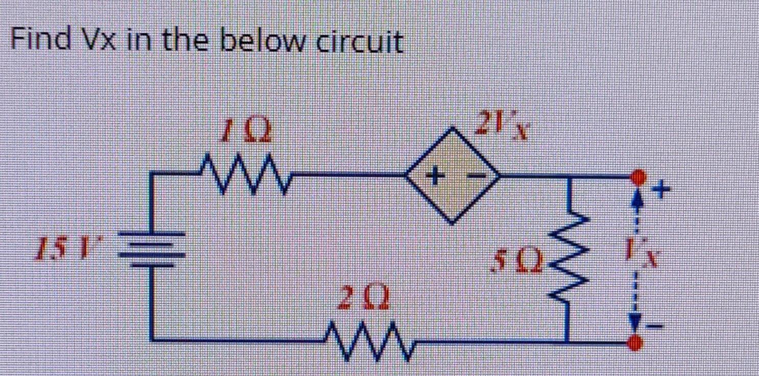 Solved Find Vx in the below circuit 21 x WY 151 50 w | Chegg.com