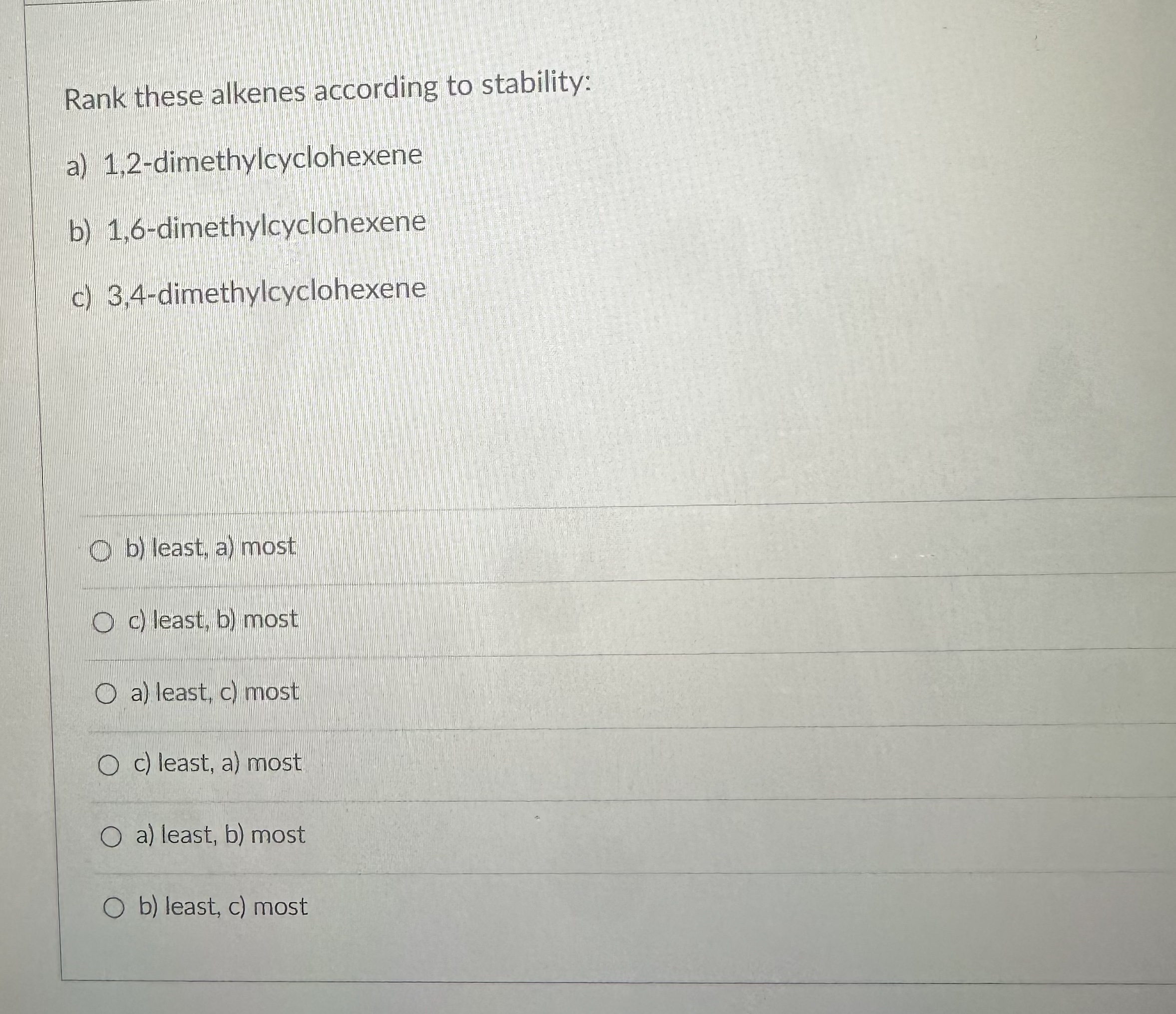 Solved Rank These Alkenes According To | Chegg.com