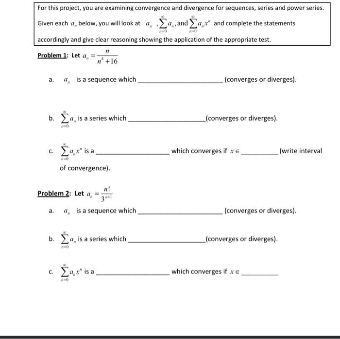 Solved For this project, you are examining convergence and | Chegg.com